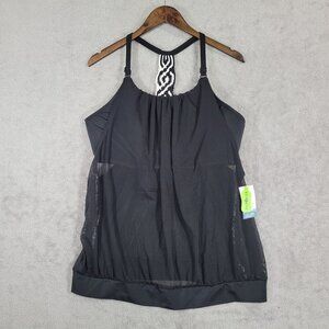 NWT Swim By Cacique Black No-Wire Build in bra Tank Top size 14